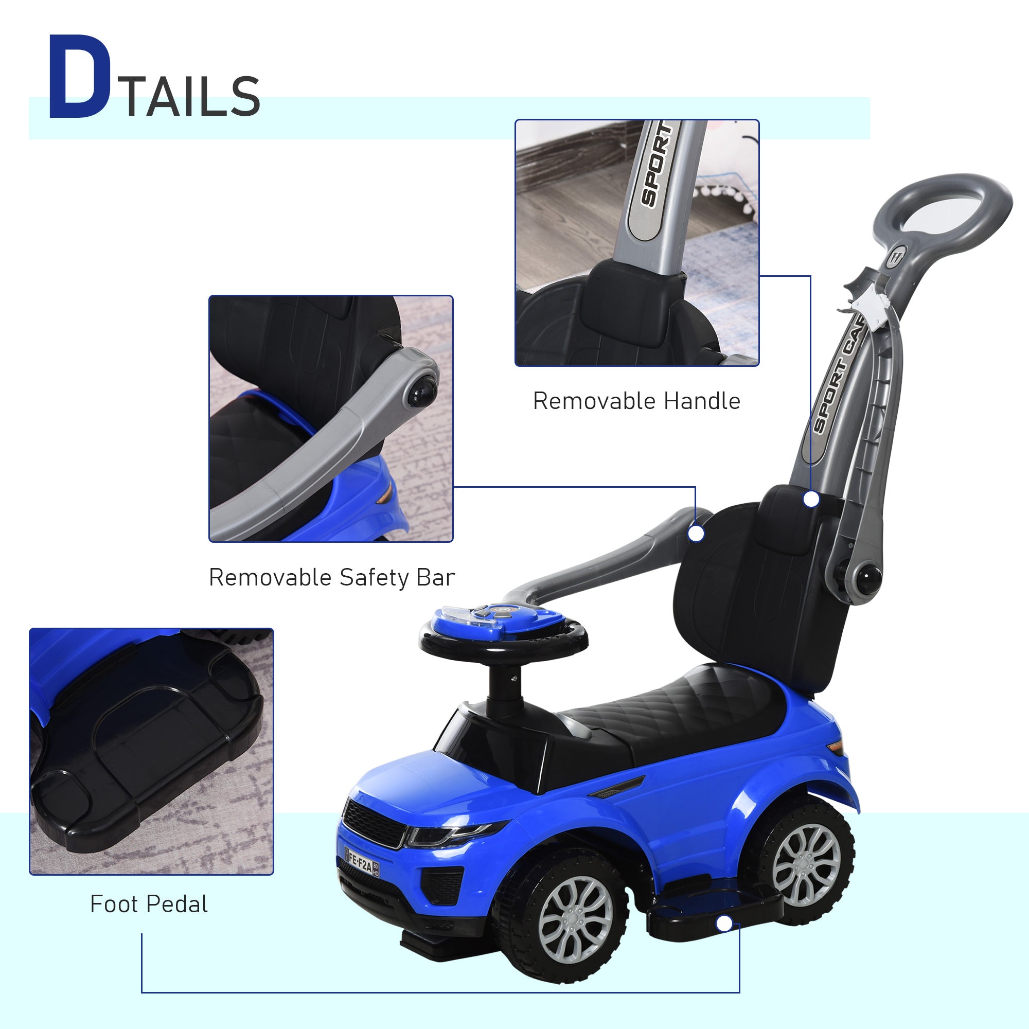 2 in 1 Push Cars for Toddlers Kid Ride on Push Car Stroller