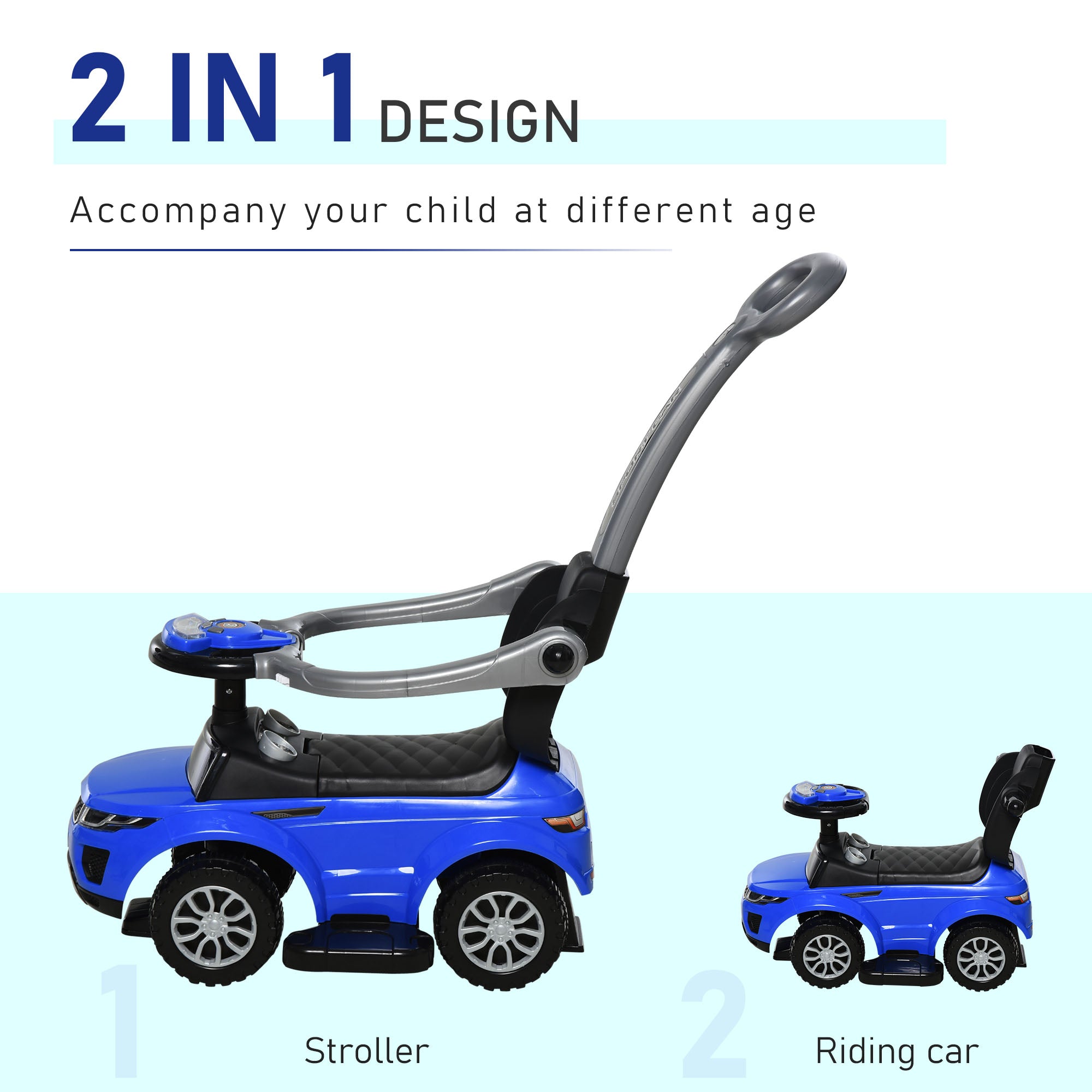 2 in 1 Push Cars for Toddlers Kid Ride on Push Car Stroller