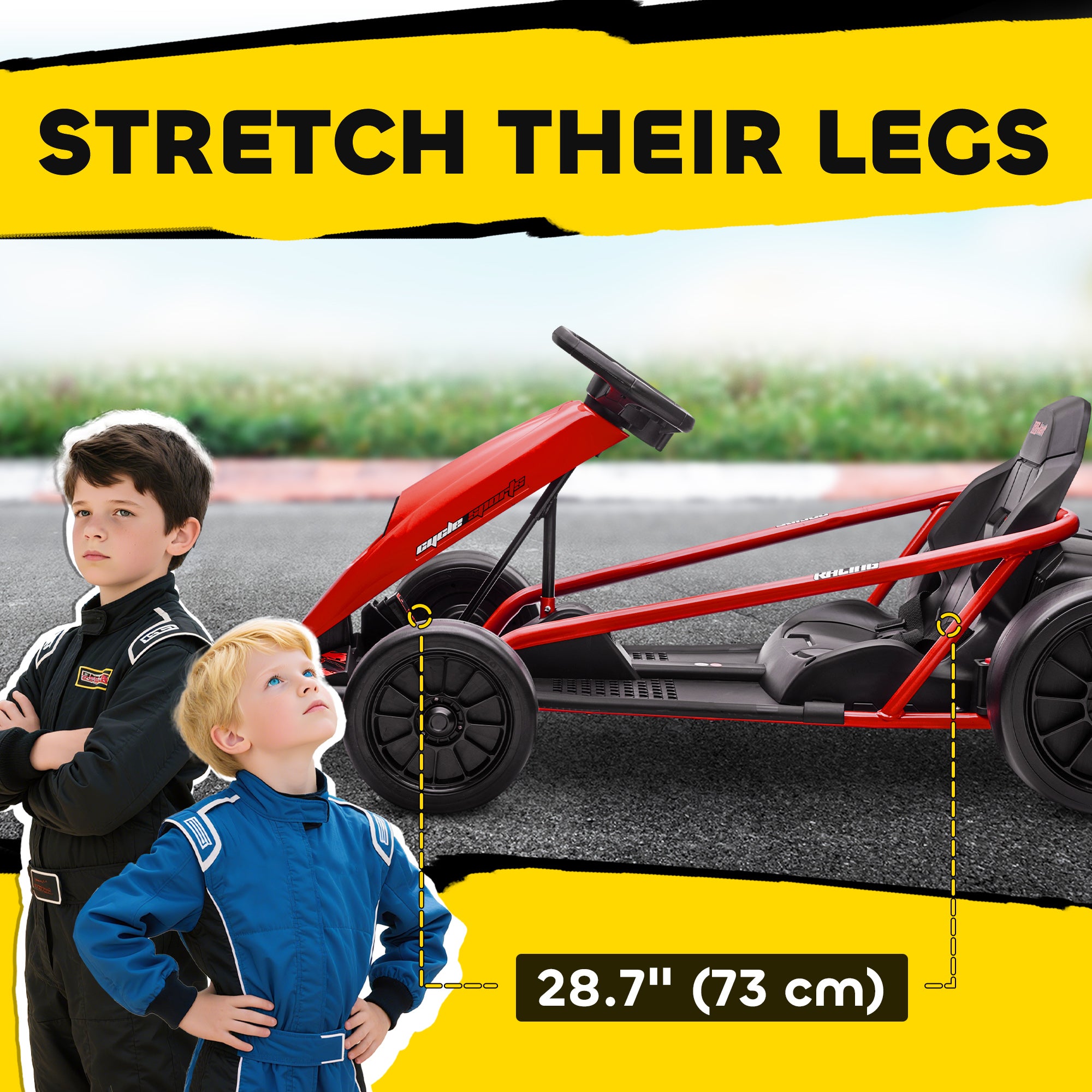 24v Electric Go Kart for Kids, Drift Ride-on Racing Go Kart
