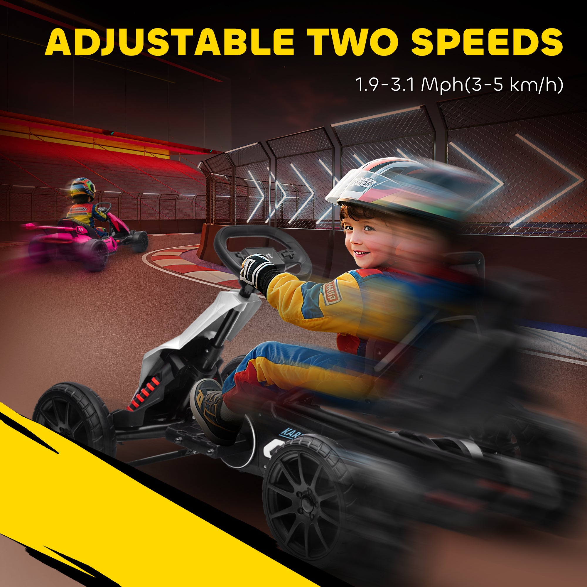 12v Electric Go Kart for Kids W/ Adjustable Speed, White
