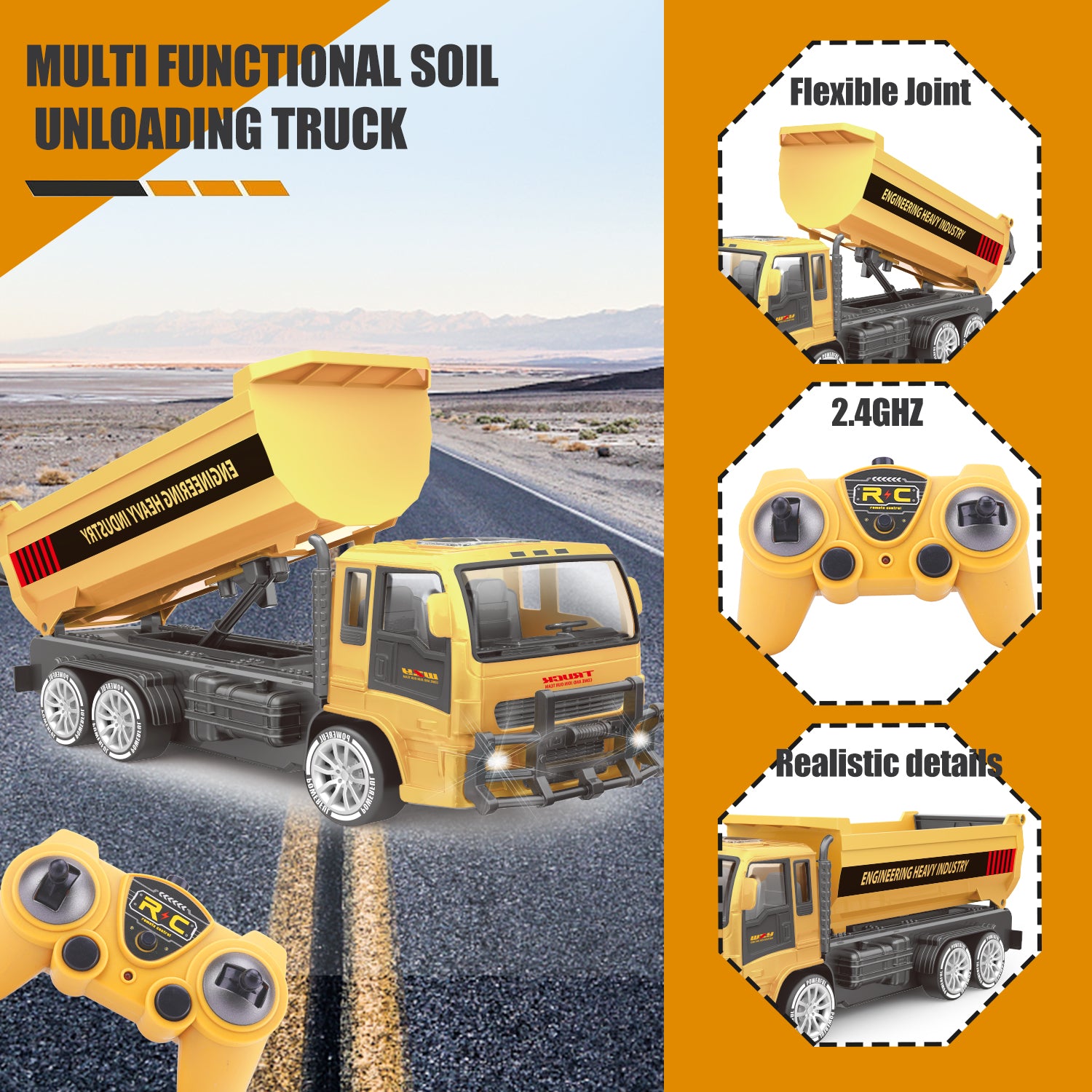 2025 Remote-controlled Engineering Vehicle Toys, Dump Truck