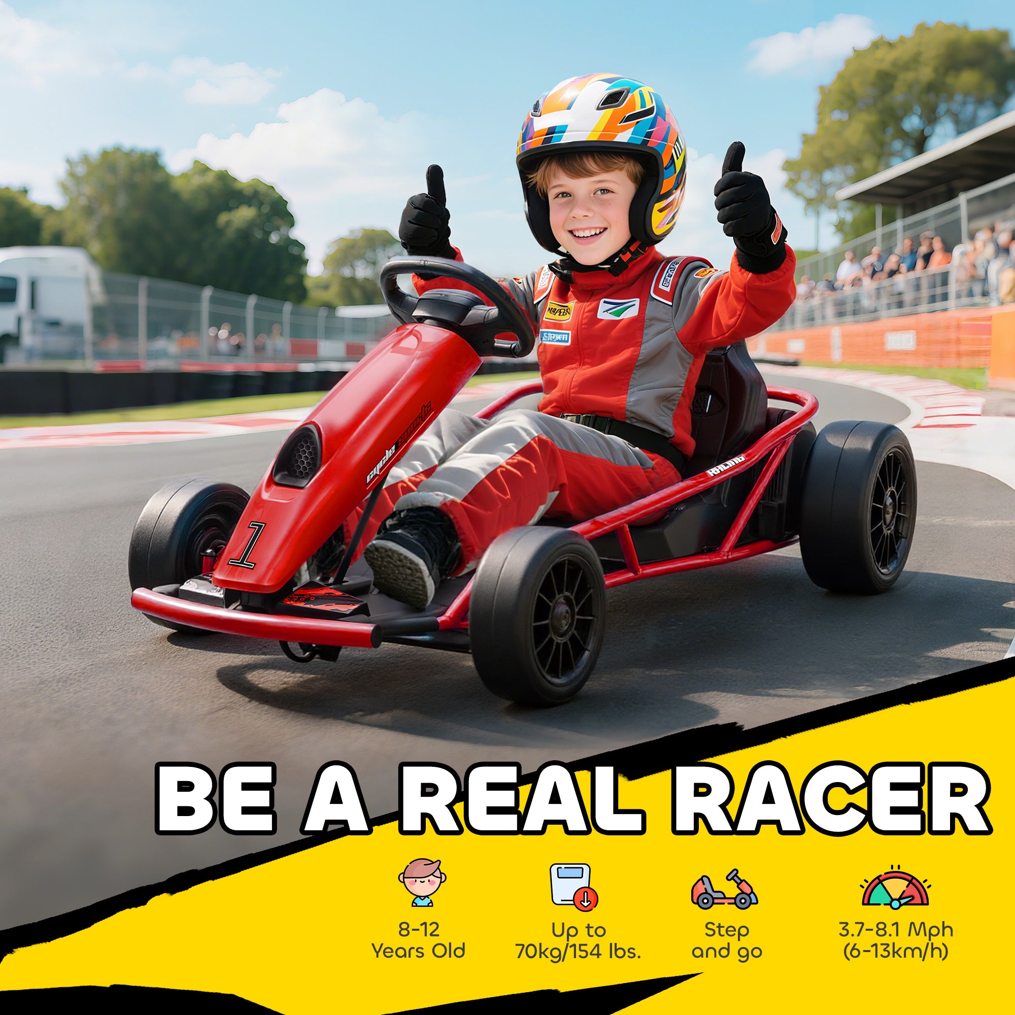 24v Electric Go Kart for Kids, Drift Ride-on Racing Go Kart