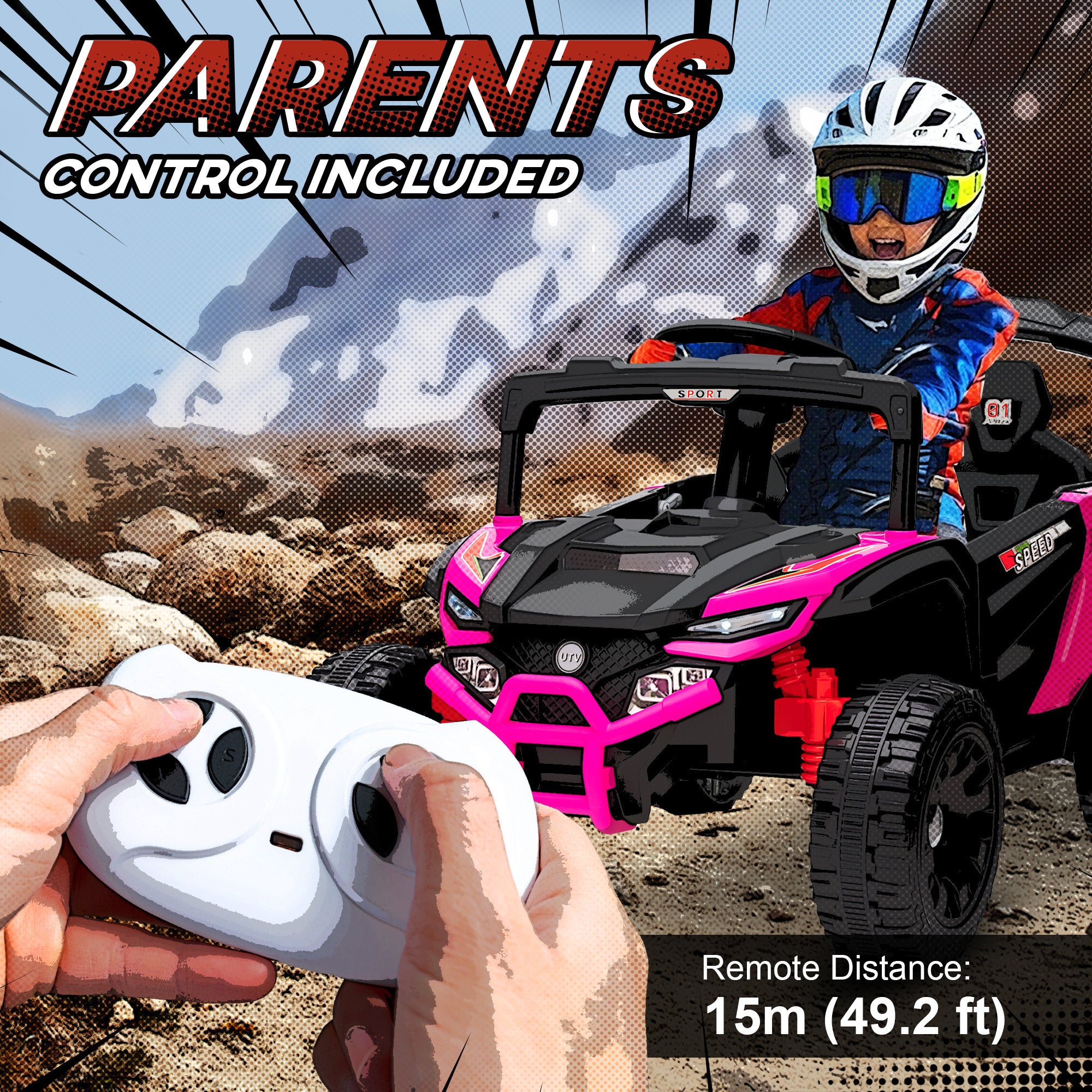 12v Kids Ride on Truck, Battery Powered Electric UTV Vehicle